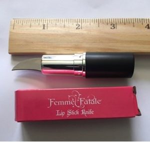 Lipstick case with hidden knife